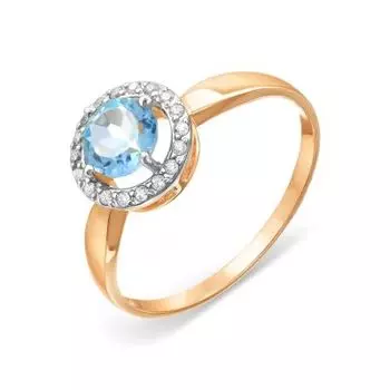 Кольцо с топазом и фианитами Линии Любви
