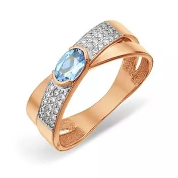 Кольцо с топазом и фианитами Линии Любви