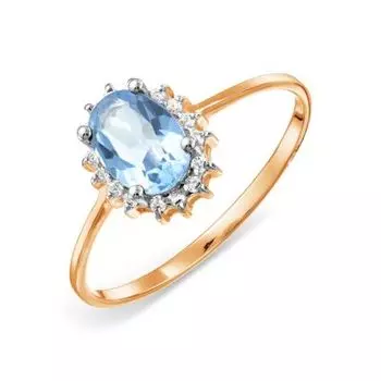 Кольцо с топазом и фианитами Линии Любви