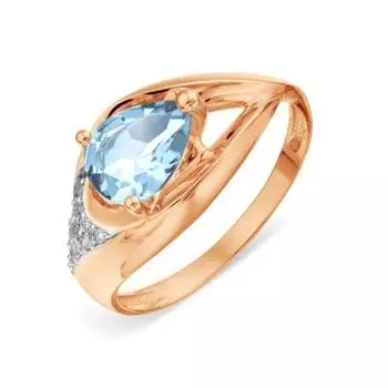 Кольцо с топазом и фианитами Линии Любви