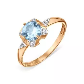 Кольцо с топазом и фианитами Линии Любви