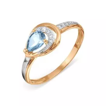 Кольцо с топазом и фианитами Линии Любви