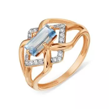 Кольцо с топазом и фианитами Линии Любви