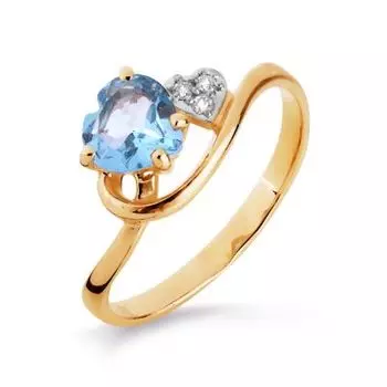 Кольцо с топазом и фианитами Линии Любви