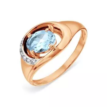 Кольцо с топазом и фианитами Линии Любви