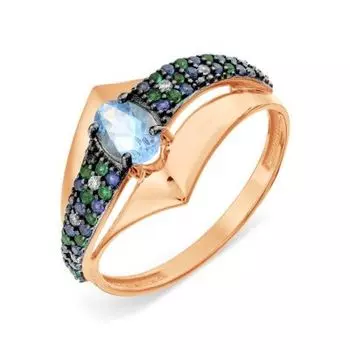 Кольцо с топазом и фианитами Линии Любви