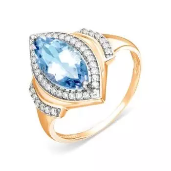 Кольцо с топазом и фианитами Линии Любви