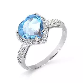 Кольцо с топазом и фианитами Линии Любви