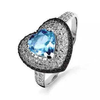 Кольцо с топазом и фианитами Линии Любви