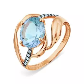 Кольцо с топазом и фианитами Линии Любви