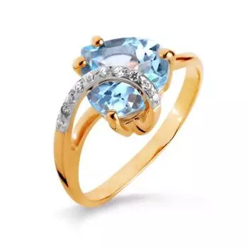 Кольцо с топазом и фианитами Линии Любви
