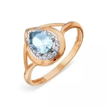 Кольцо с топазом и фианитами Линии Любви