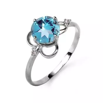 Кольцо с топазом и фианитами Линии Любви