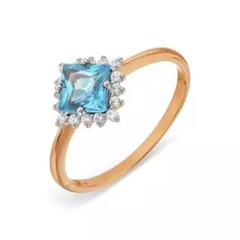 Кольцо с топазом и фианитами Линии Любви