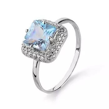 Кольцо с топазом и фианитами Линии Любви