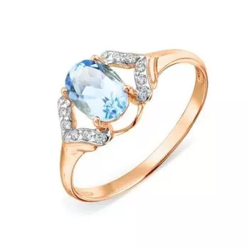Кольцо с топазом и фианитами Линии Любви