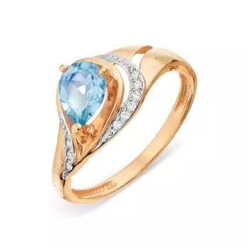 Кольцо с топазом и фианитами Линии Любви