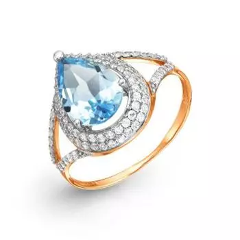 Кольцо с топазом и фианитами Линии Любви
