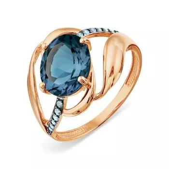 Кольцо с топазом и фианитами Линии Любви