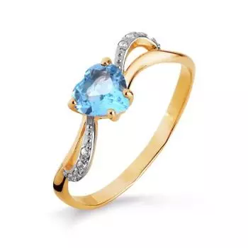 Кольцо с топазом и фианитами Линии Любви