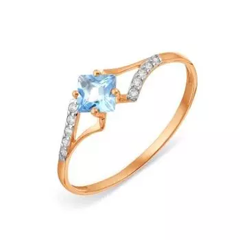 Кольцо с топазом и фианитами Линии Любви