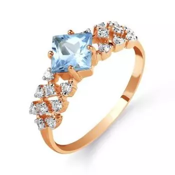 Кольцо с топазом и фианитами Линии Любви