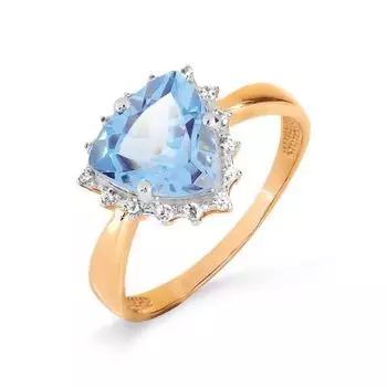 Кольцо с топазом и фианитами Линии Любви