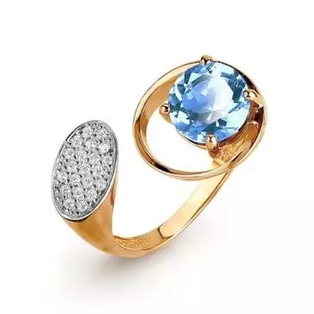 Кольцо с топазом и фианитами Линии Любви