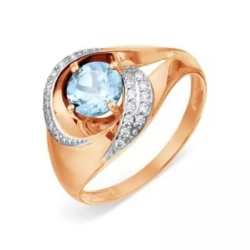 Кольцо с топазом и фианитами Линии Любви
