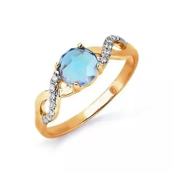 Кольцо с топазом и фианитами Линии Любви