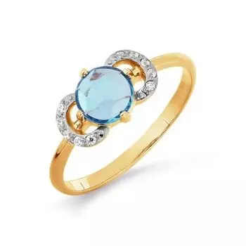 Кольцо с топазом и фианитами Линии Любви