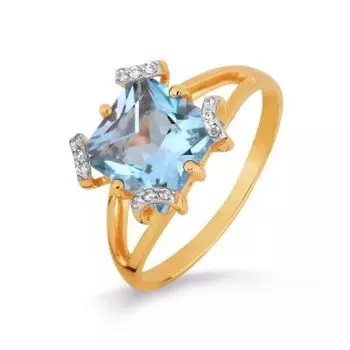 Кольцо с топазом и фианитами Линии Любви