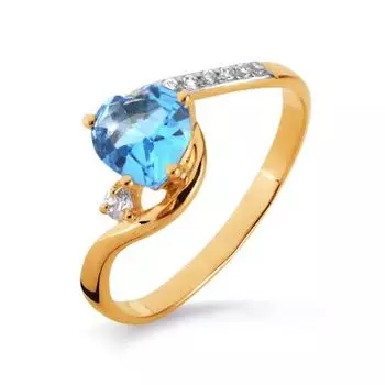 Кольцо с топазом и фианитами Линии Любви