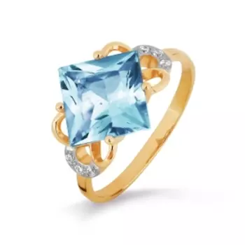 Кольцо с топазом и фианитами Линии Любви