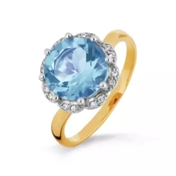 Кольцо с топазом и фианитами Линии Любви