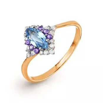 Кольцо с топазом и фианитами Линии Любви