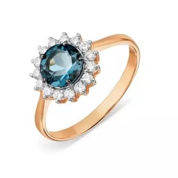 Кольцо с топазом и фианитами Линии Любви