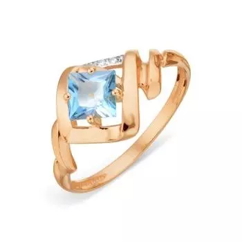 Кольцо с топазом и фианитами Линии Любви