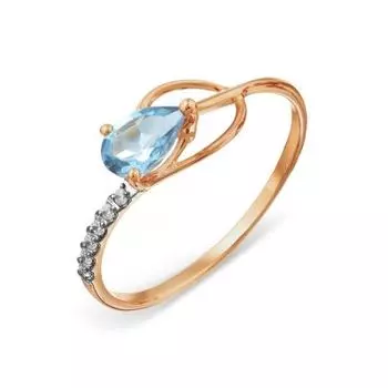 Кольцо с топазом и фианитами Линии Любви
