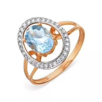 Кольцо с топазом и фианитами Линии Любви