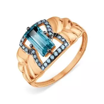 Кольцо с топазом и фианитами Линии Любви