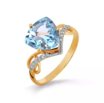 Кольцо с топазом и фианитами Линии Любви