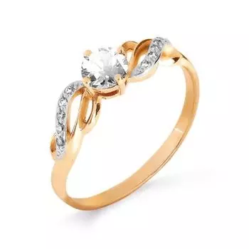 Кольцо с топазом и фианитами Линии Любви