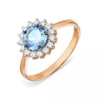 Кольцо с топазом и фианитами Линии Любви