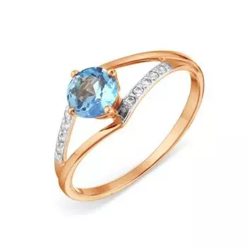 Кольцо с топазом и фианитами Линии Любви