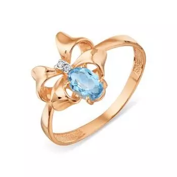Кольцо с топазом и фианитами Линии Любви