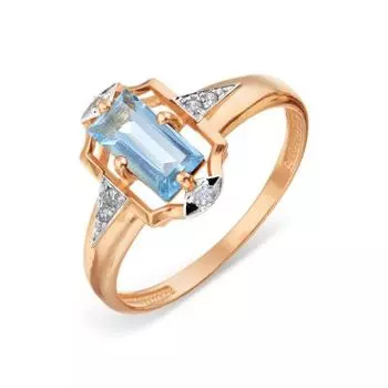 Кольцо с топазом и фианитами Линии Любви
