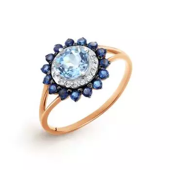 Кольцо с топазом и фианитами Линии Любви