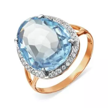 Кольцо с топазом и фианитами Линии Любви