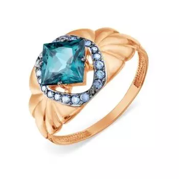 Кольцо с топазом и фианитами Линии Любви